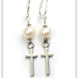 East West Pearl Lever Earrings
