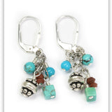 Turquoise and Jasper Cluster Earrings