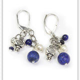 Lapis Pearl Cluster Earring