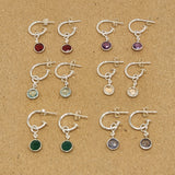 Crystal Sterling Silver Hoop Earring