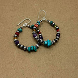 Navajo Pearl Multi Color Hoop Earring