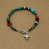 Bold Faith Navajo Pearl Turquoise Coral Bracelet