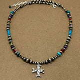 Bethesda Cross Navajo Pearl Colorful Necklace