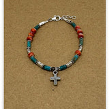 Bold Faith Turquoise Coral Silver Bead Bracelet