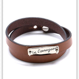 Be Courageous Leather Wrap Bracelet