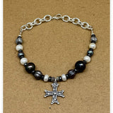 Bethesda Cross Gray Pearl Bracelet