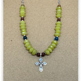 Bethlehem Cross Yellow Jade Jasper Necklace