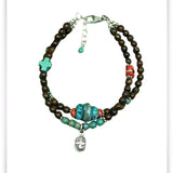 Kindness Turquoise Bronzite Coral Double Strand Bracelet