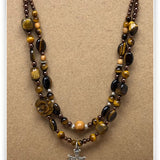 Bethesda Healing Cross — Double-Strand Tiger’s Eye Necklace
