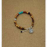 Crucified Olive Wood Bead Amazonite Lapis Bracelet