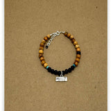 Brave Olive Wood Onyx & Turquoise Bracelet