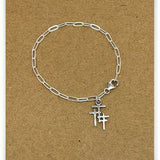 Trio Cross Charm Paper Clip Bracelet