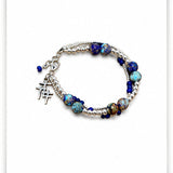 Trio Cross Sea Sediment Jasper & Lapis Triple Strand Bracelet