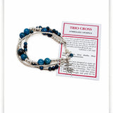 Trio Cross Triple Strand Blue Apatite Bracelet