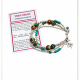 Trio Cross Imperial Jasper & Turquoise Triple Strand Bracelet