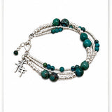 Trio Cross Ocean Jasper Triple Strand  Bracelet