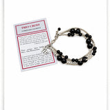 Trio Cross Black Onyx Triple Strand Bracelet