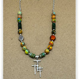 Trio Cross Carnelian Imperial Jasper Necklace