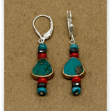 Turquoise Brass Drop Earrings