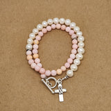 Cross of Hope Pearl & Pink Wrap Bracelet
